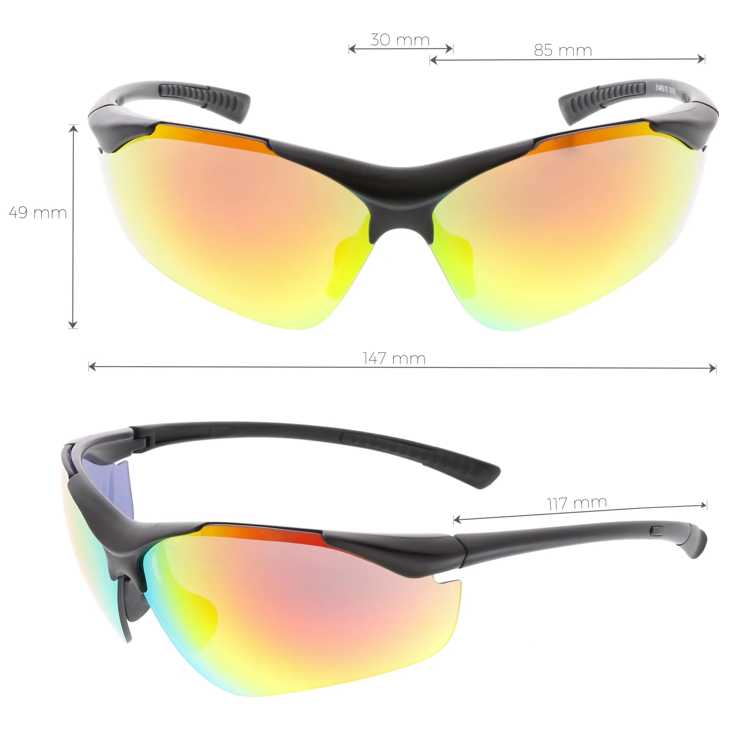 Performance TR-90 Sports Shield Mirrored Lens Sunglasses C797