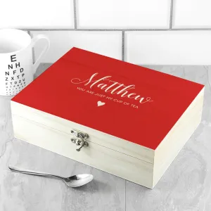 Personalised Red Heart Tea Box Selection