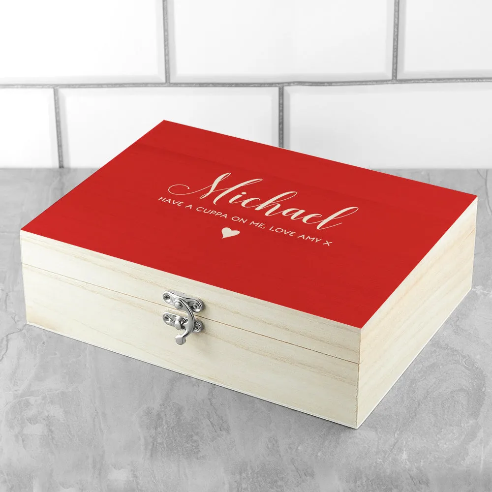 Personalised Red Heart Tea Box Selection