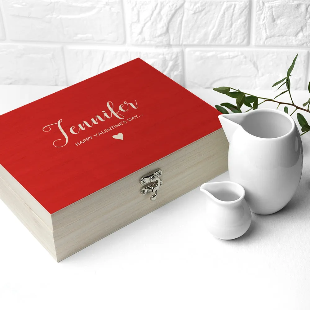 Personalised Red Heart Tea Box Selection