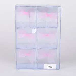 Pink Organza Bow Plastic Box 2''x2''x1.3'' - Pack of 6 Boxes