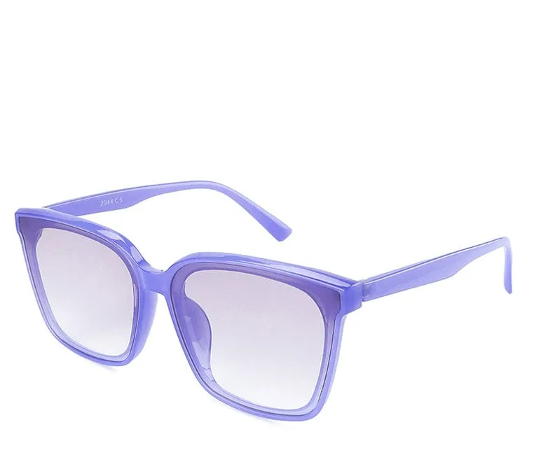 Plastic Frame Candy Square Sunglasses - Clear Purple