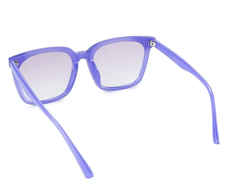 Plastic Frame Candy Square Sunglasses - Clear Purple