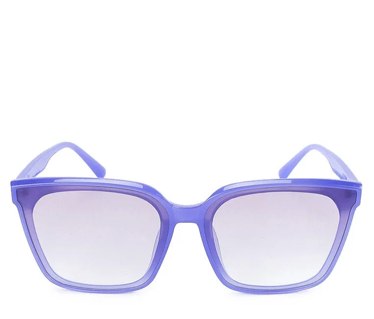 Plastic Frame Candy Square Sunglasses - Clear Purple