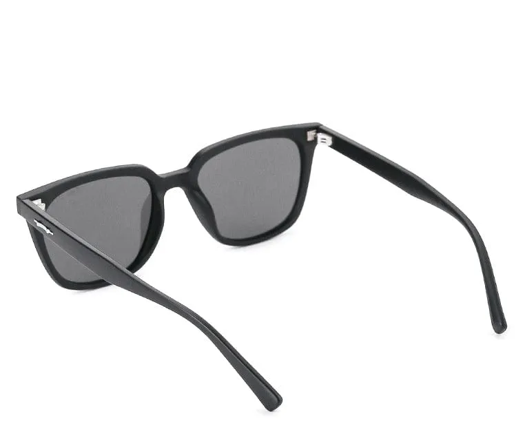 Polarized Plastic Frame Emery Square Sunglasses - Black Black