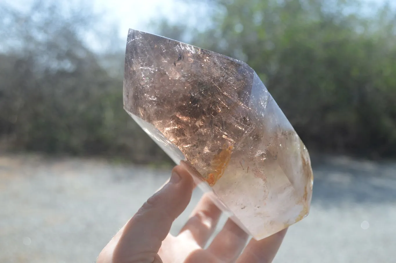 Polished Smokey Window Quartz Crystal x 1 From Madagascar