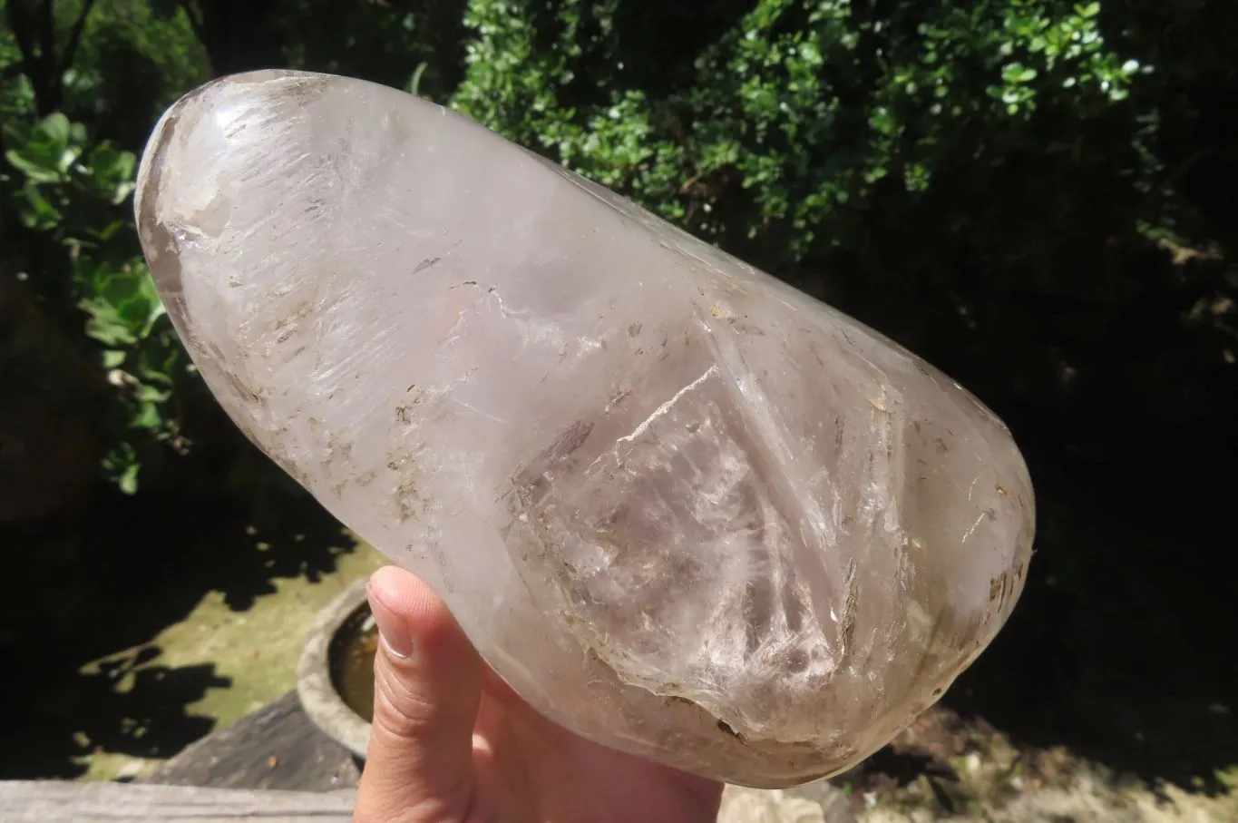 Polished Smokey Window Quartz Standing Free Form x 1 From Madagascar