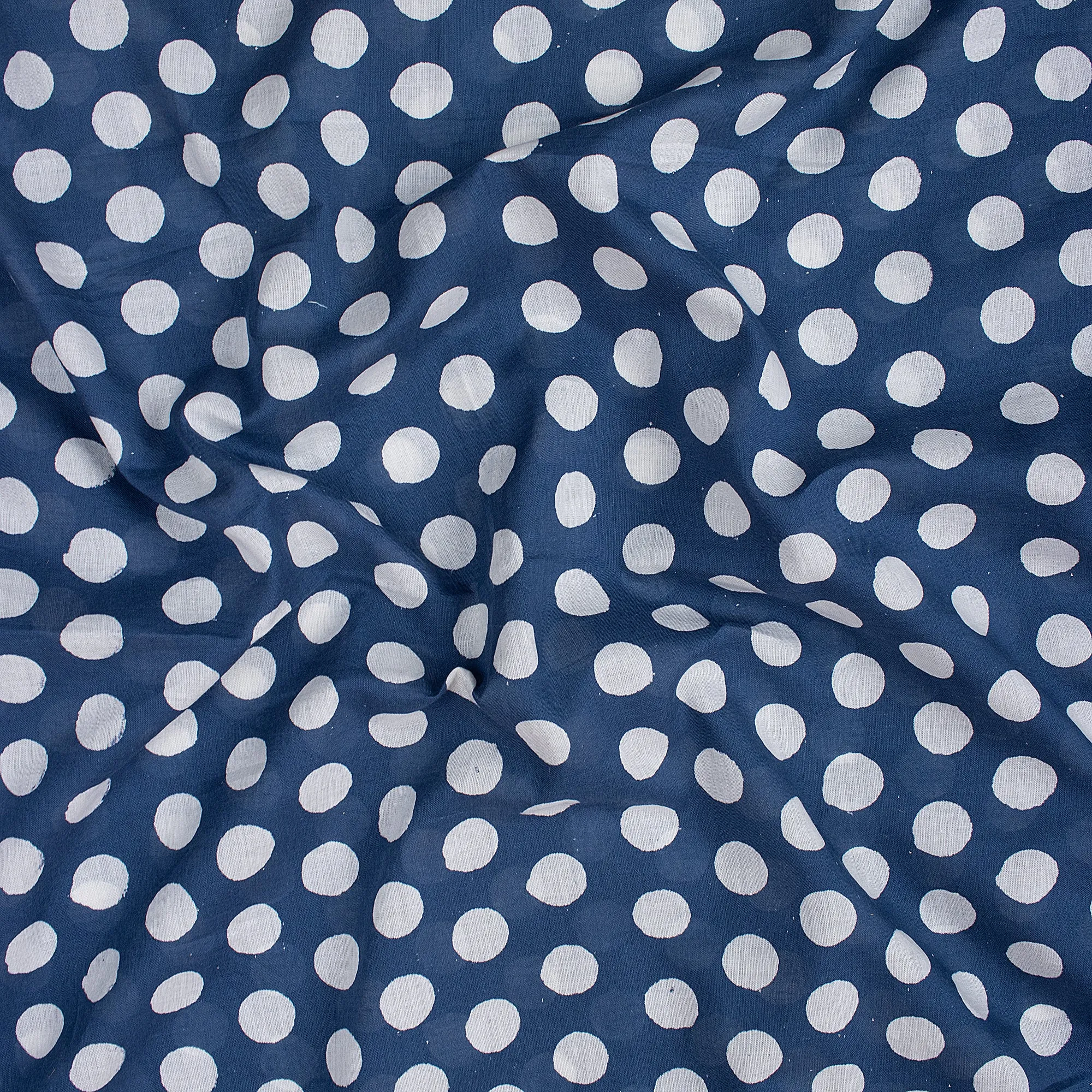 Polka Dots Printed Indigo Fabric