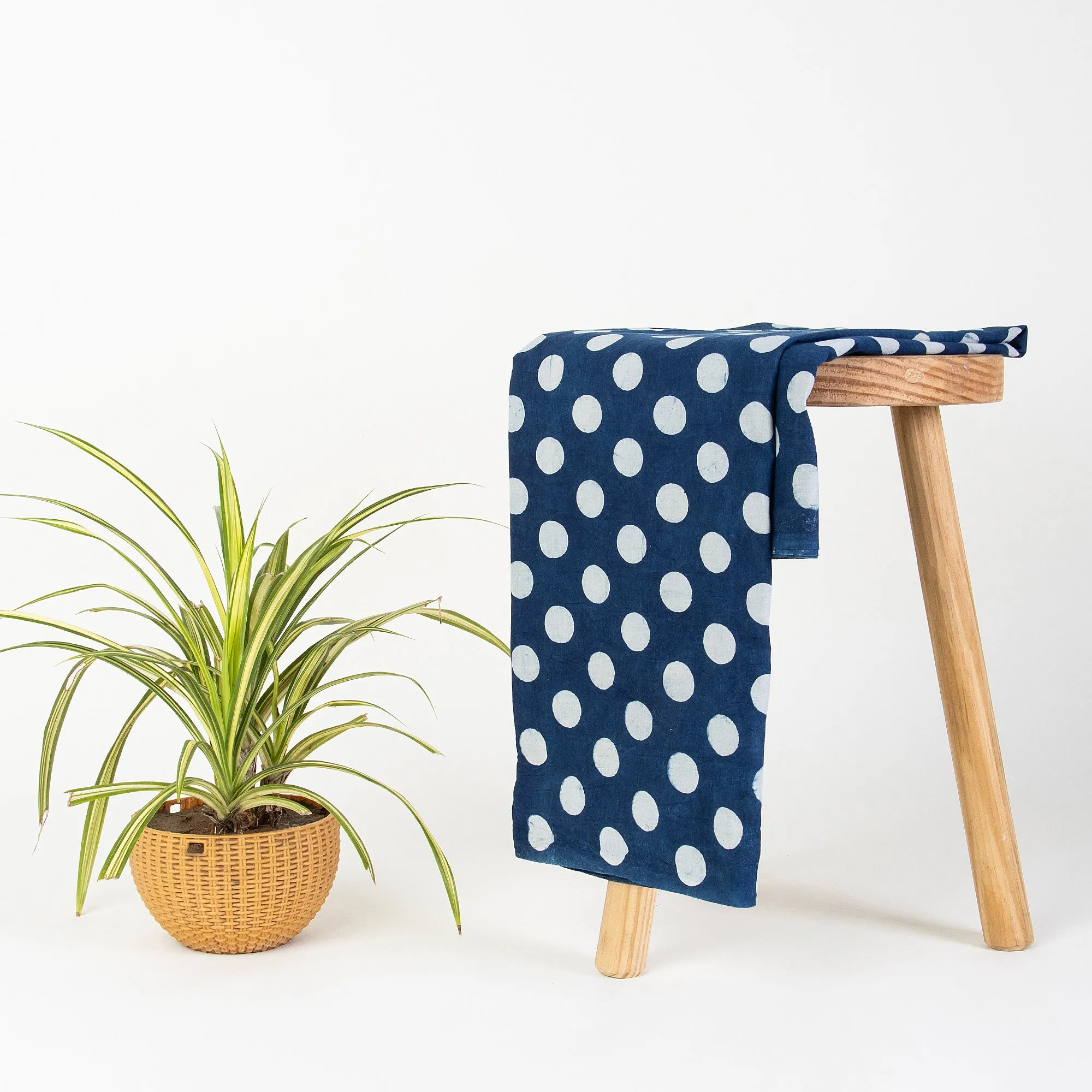 Polka Dots Printed Indigo Fabric