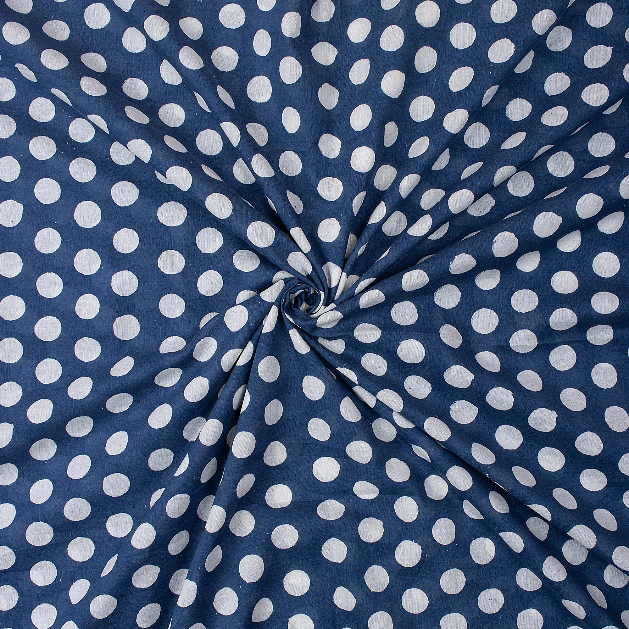 Polka Dots Printed Indigo Fabric