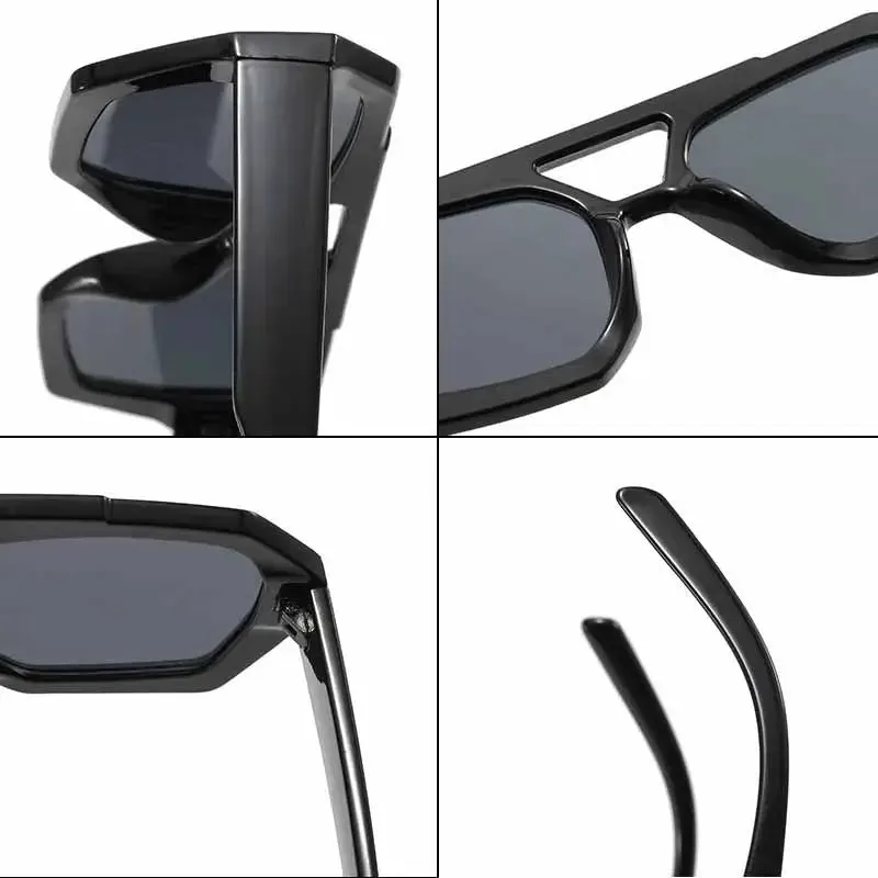 Popular Square Sunglasses Woman Vintage Retro Double Bridges Ladies Sun Glasses Female Black Shades Eyewear UV400