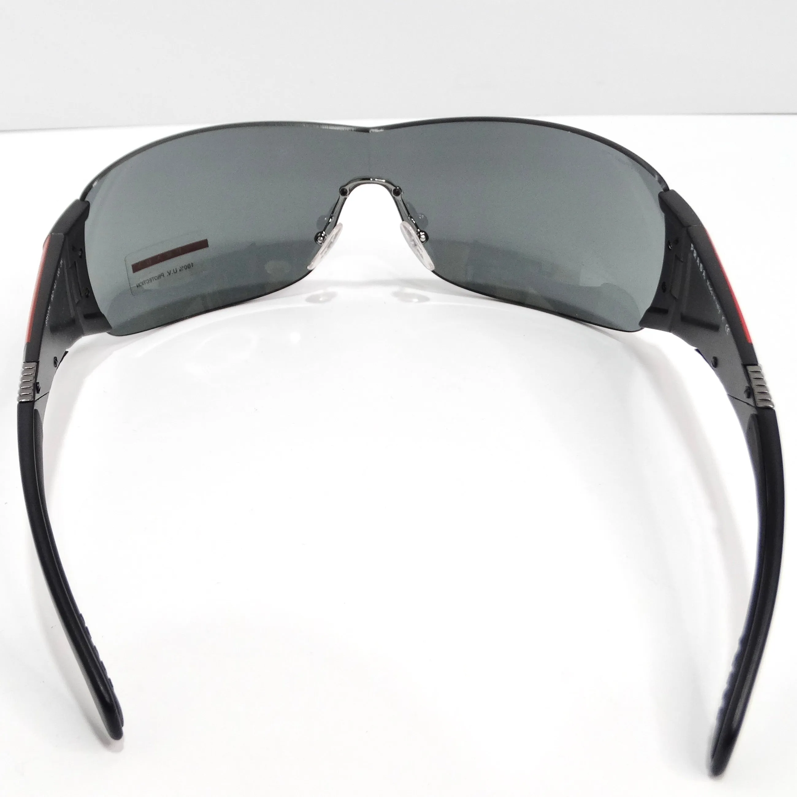 Prada 1990s Matte Black Shield Sunglasses