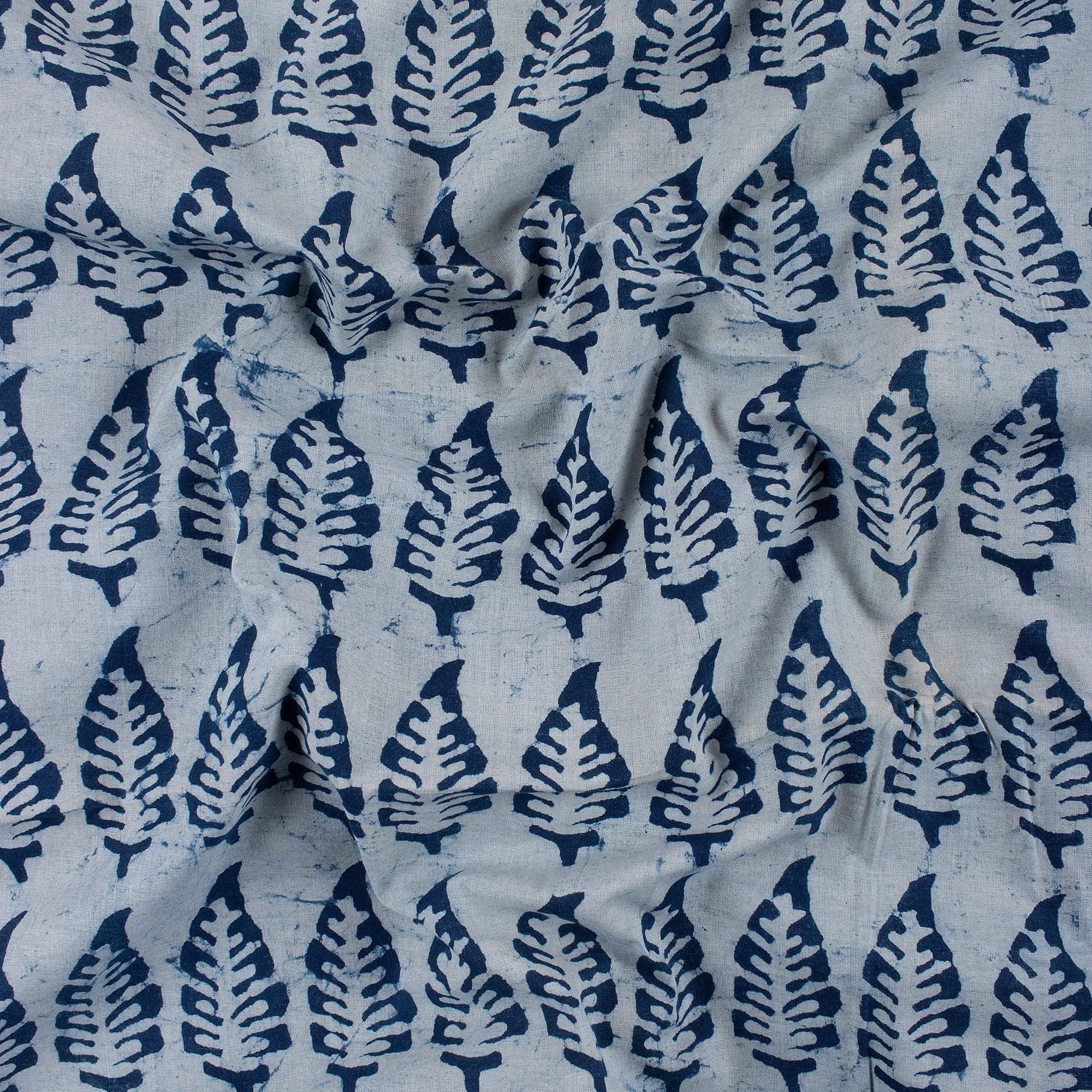 Premium Indigo Leaf Block Print Pure Cotton Fabric