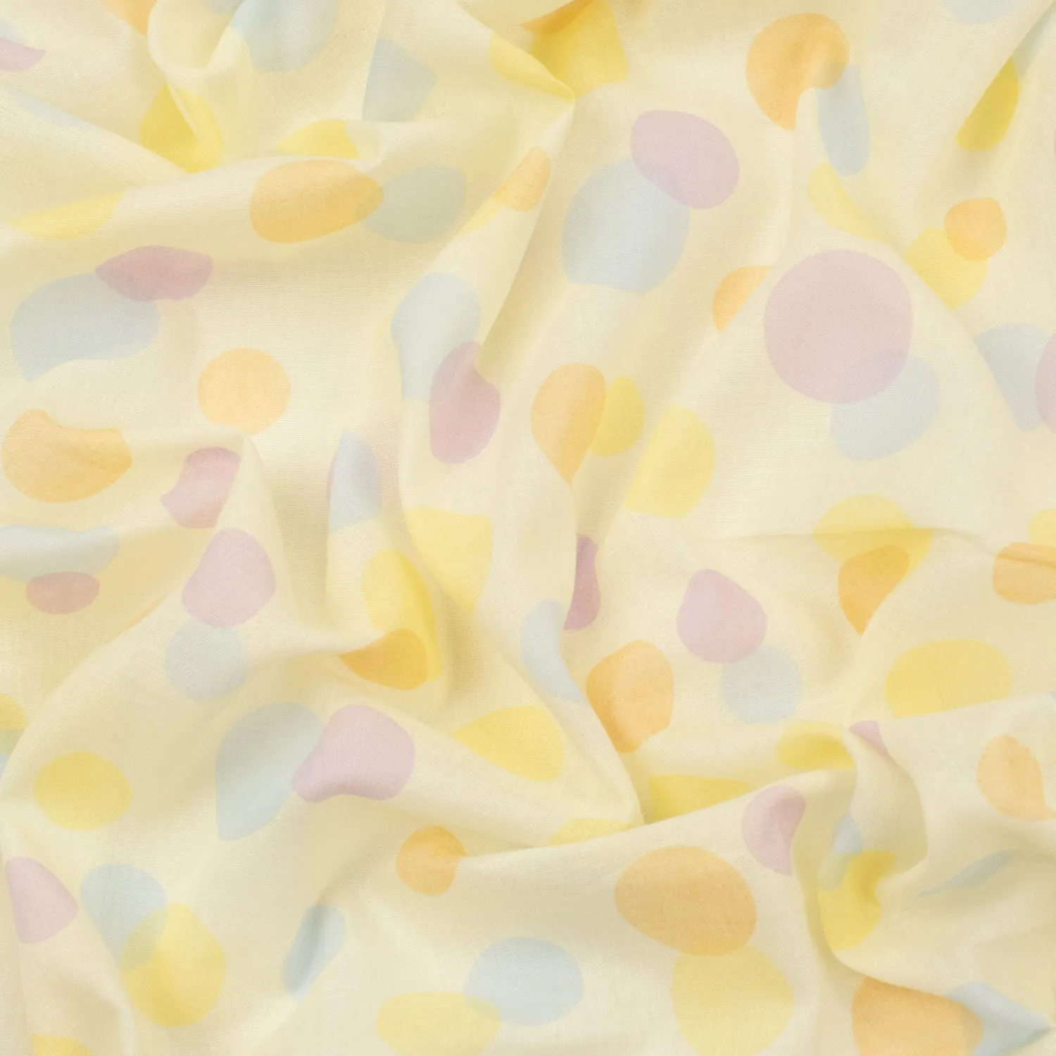 Printed Cotton Voile Design-82 Multicolor Dots on Cream