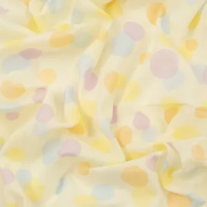 Printed Cotton Voile Design-82 Multicolor Dots on Cream