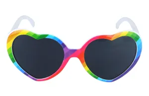 Rainbow Heart Glasses Dark Lens LGBTQ Gay Pride Parade Festival Plastic Sunglasses