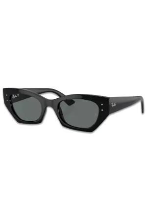 RB4430 Unisex Polarised Rectangular Sunglasses, Black/Grey