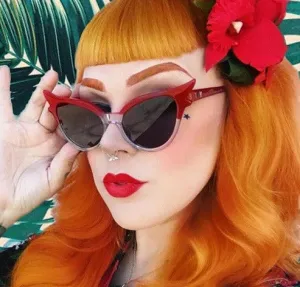 Red/Clear Cat Eye Retro Sunglasses