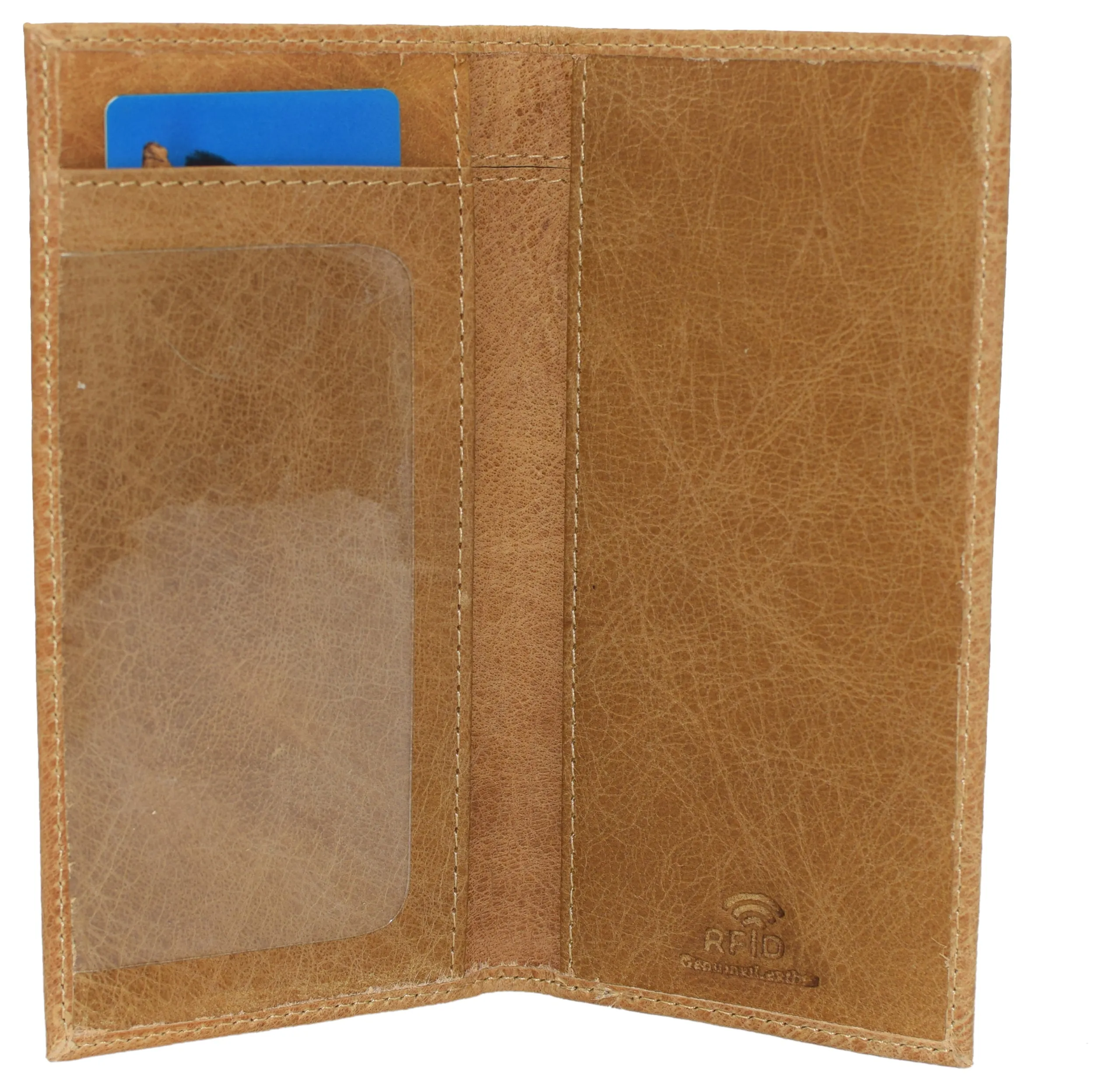 RFID620156TN Marshal Cowhide Leather Basic Checkbook Cover RFID Blocking for Men Women