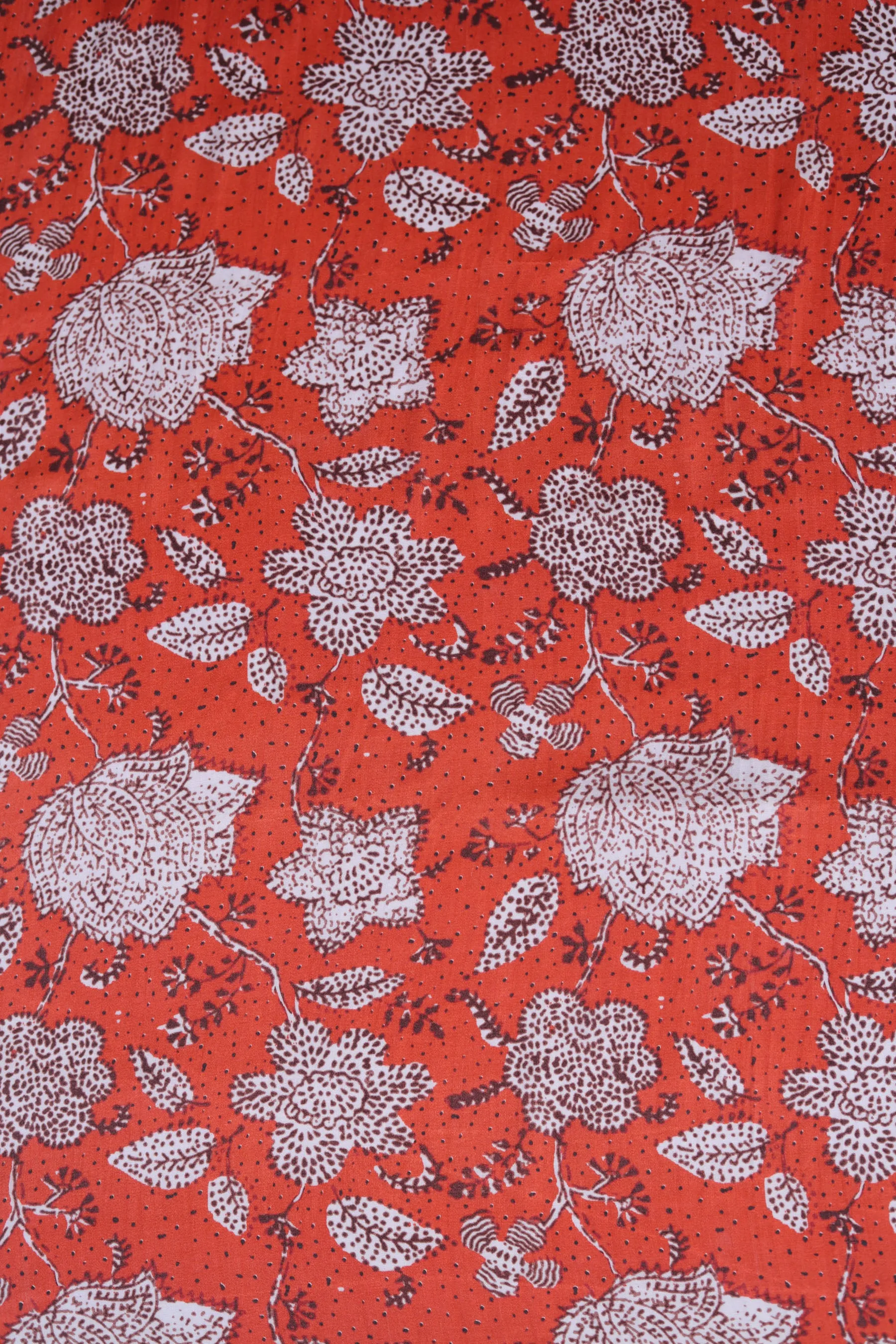 Rust Orange Traditional Printed Gaji Silk Fabric