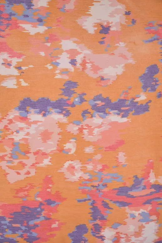 Rust Tone Ikkat Inspired Pattern Printed Chiffon Fabric