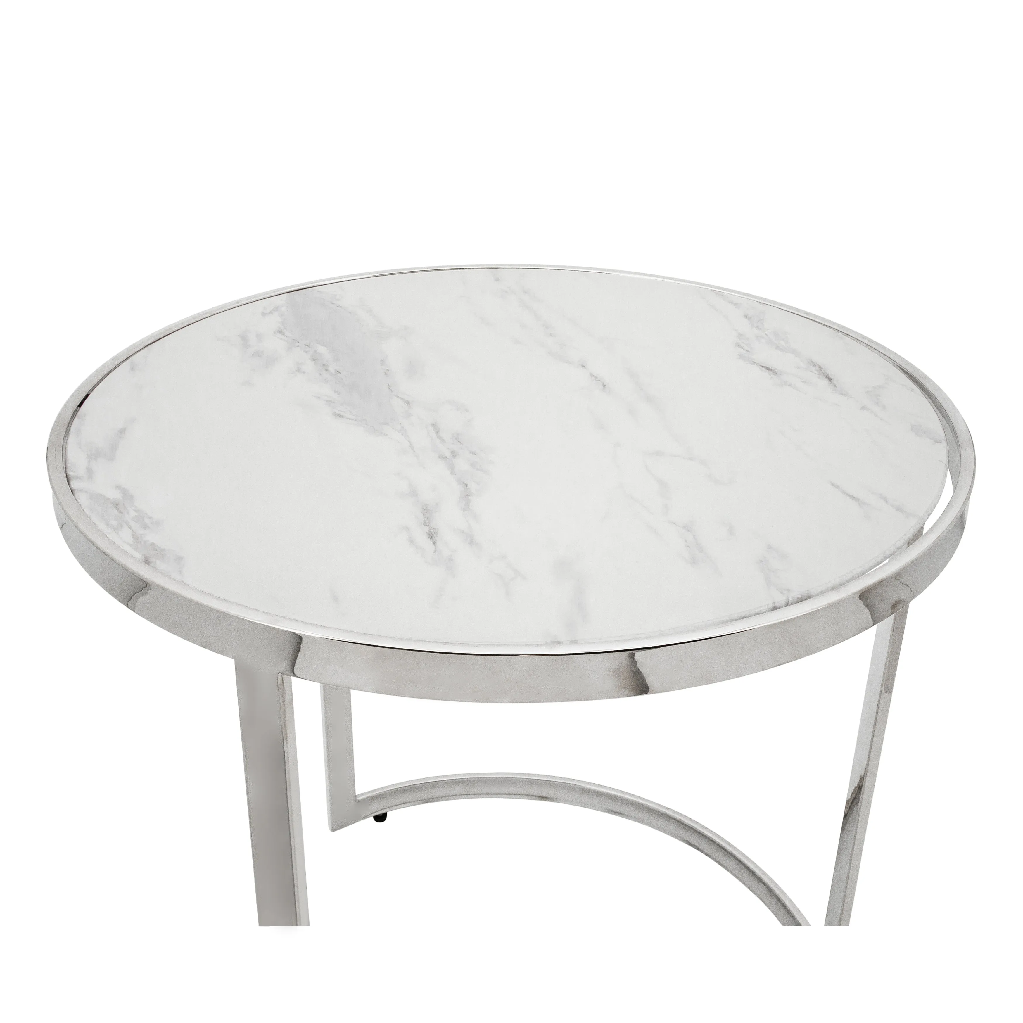 S/2 Metal Round Side Table, Silver