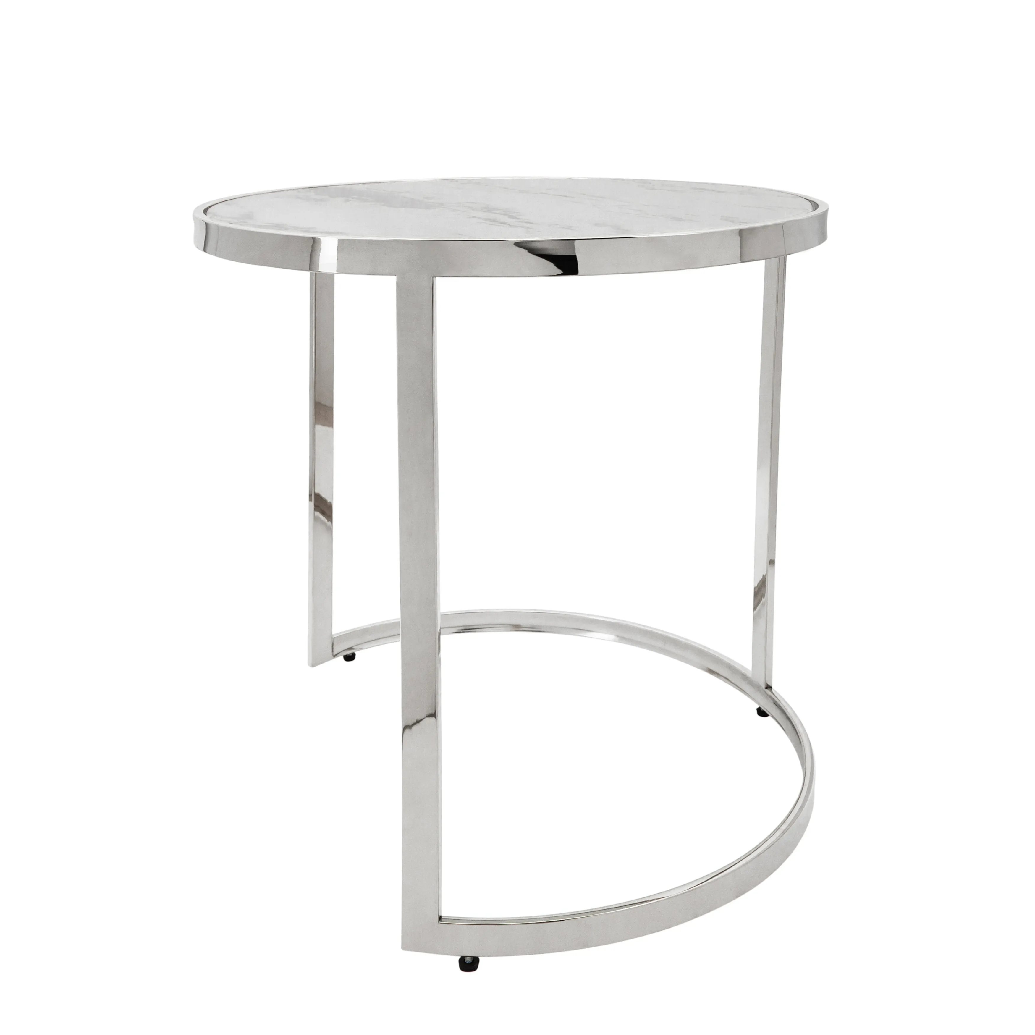 S/2 Metal Round Side Table, Silver