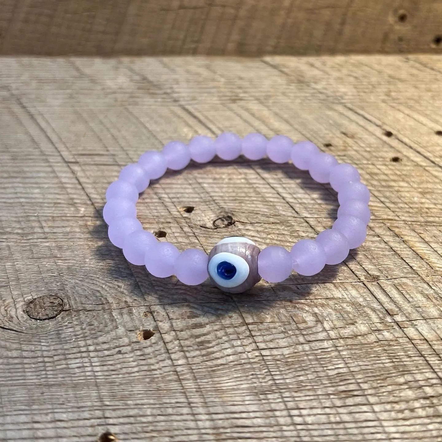 SariBlue®️ Cultured Seaglass Evil Eye Bracelets: Lavender, Ultra Blue and Cobalt Blue