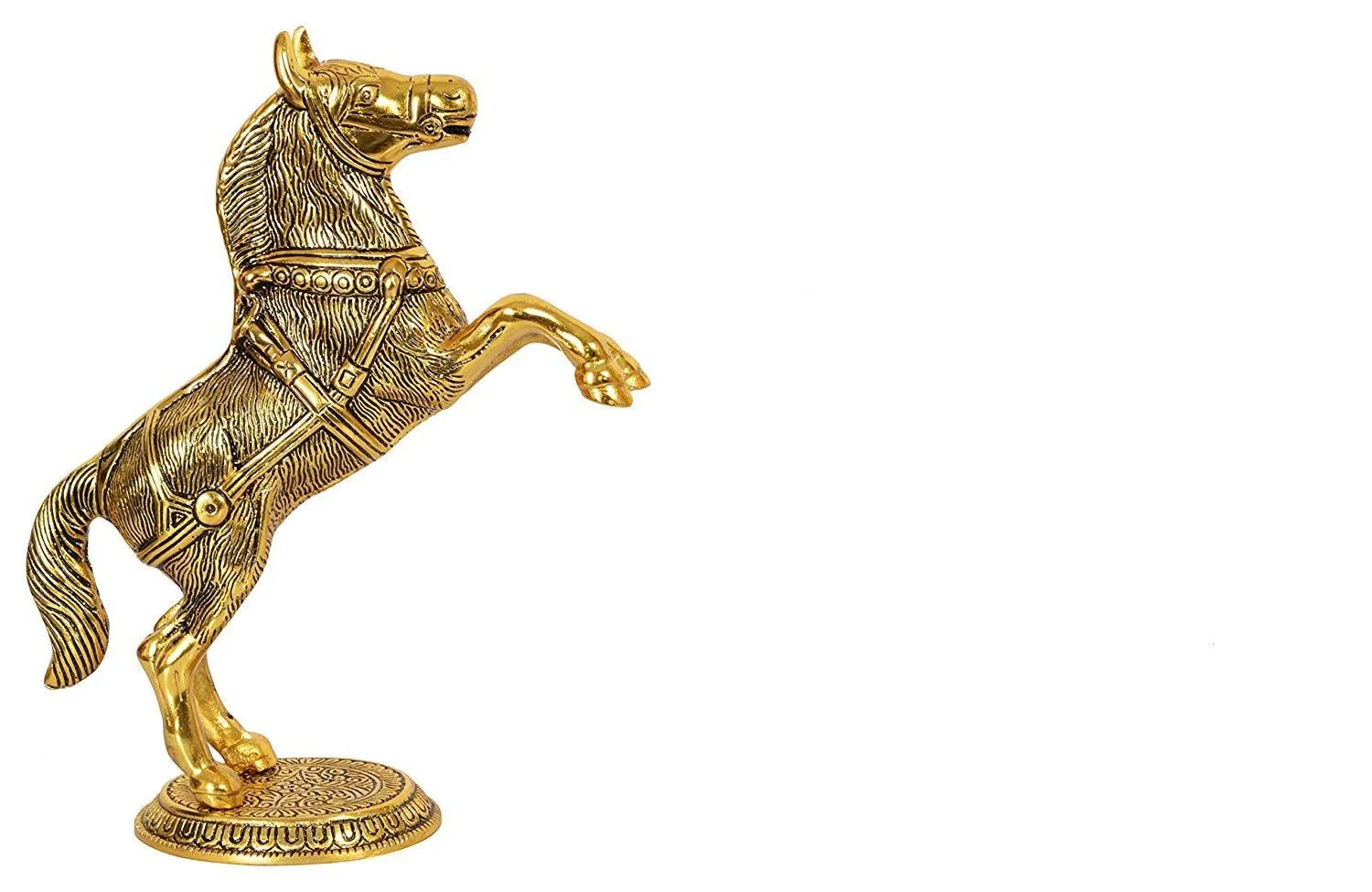 Saudeep India Trading Corporation Jumping Horse Figurine Lucky for Home Office and Business Feng Shui and Vastu Suggested Item (21x6.5x37 cm, Cream and Gold)