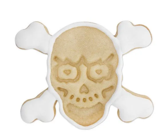 Skull and Crossbone Cookie Cutter Stamper with Ejector