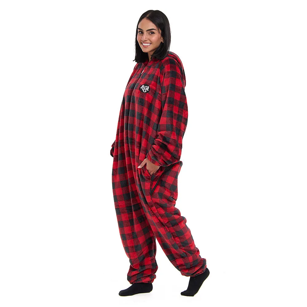 Snuggs Blanket Onesie Red Checkered