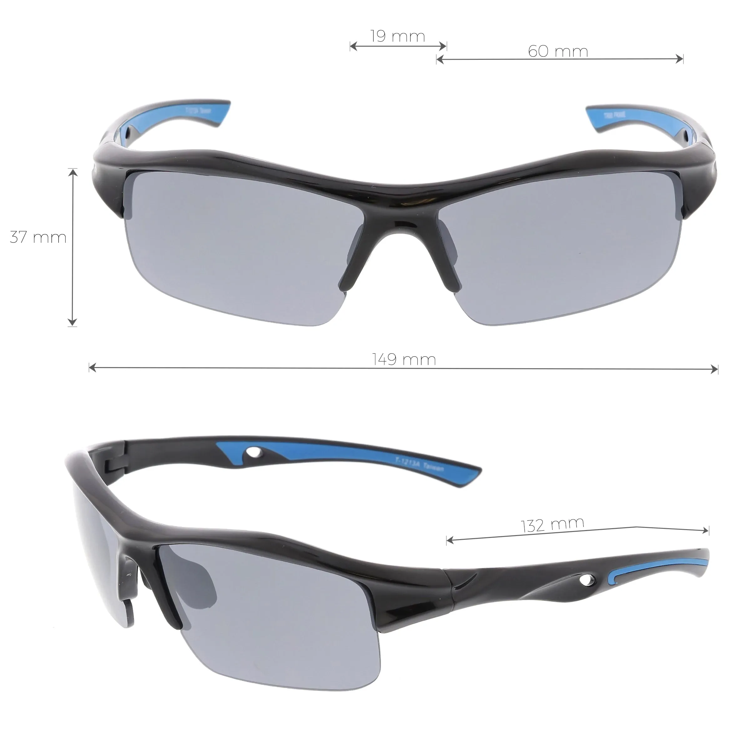 Sports Performance Ridged TR-90 Sports Wrap Rectangle Sunglasses C810