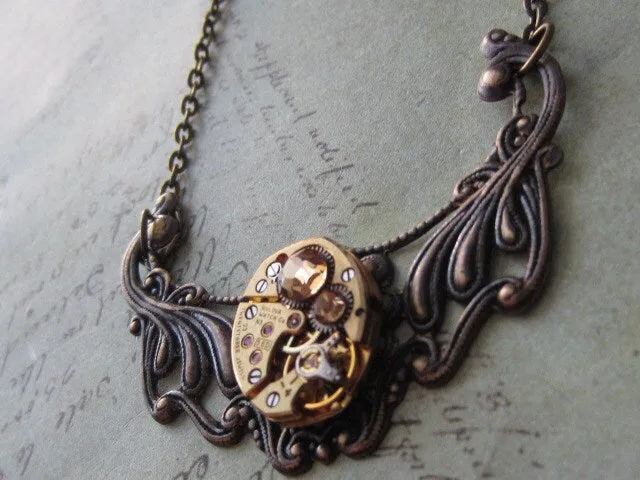 Steampunk Pendant - Time Lock - Steampunk Necklace- Repurposed art