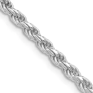 Sterling Silver Rhodium-plated 3mm Diamond-cut Rope Chain Necklace