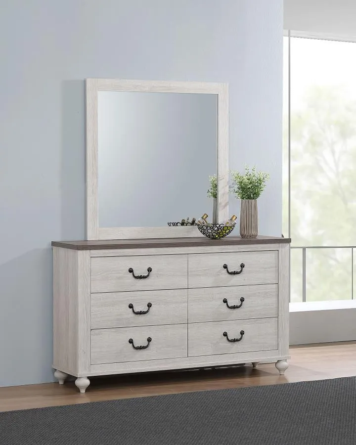 Stillwood - 6-Drawer Dresser With Mirror - Vintage Linen