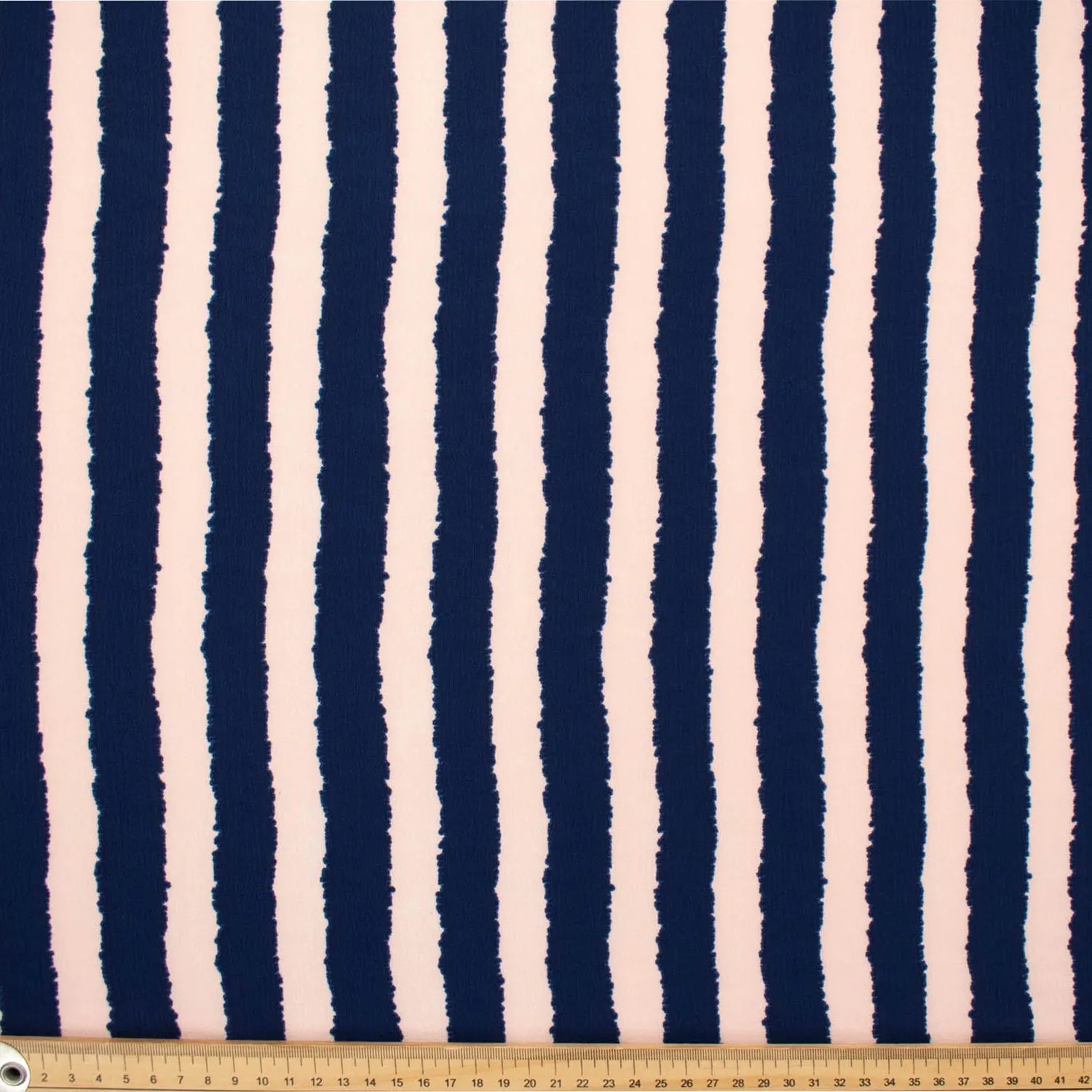 Stripe Printed Crepe Georgette Baby Pink & Navy