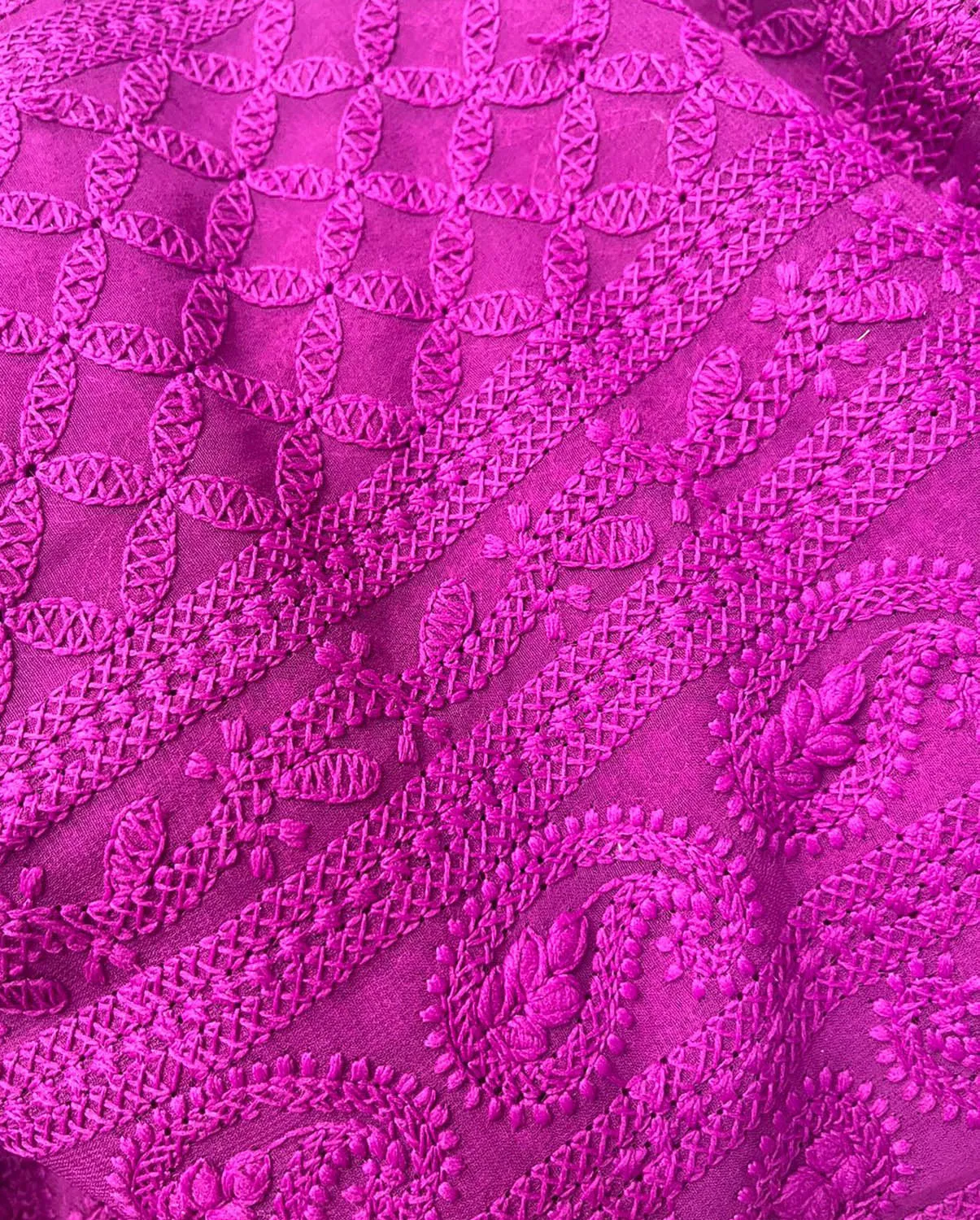 Stunning Pink Chikankari Georgette Fabric with Intricate Embroidery