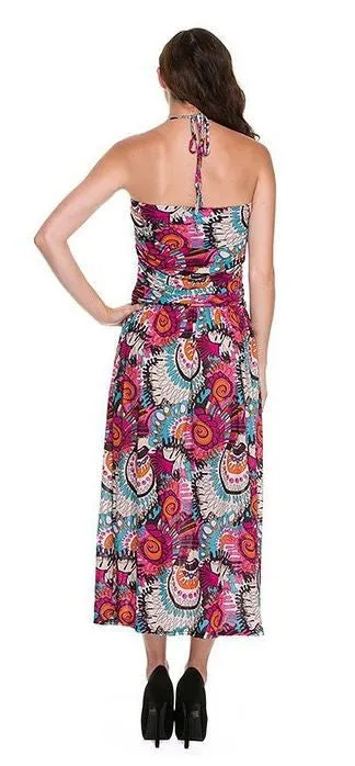 Swirl Abstract Printed Halter Fashion Dress