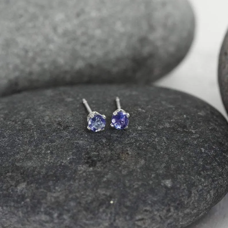 Tiny Tanzanite Stud Earrings