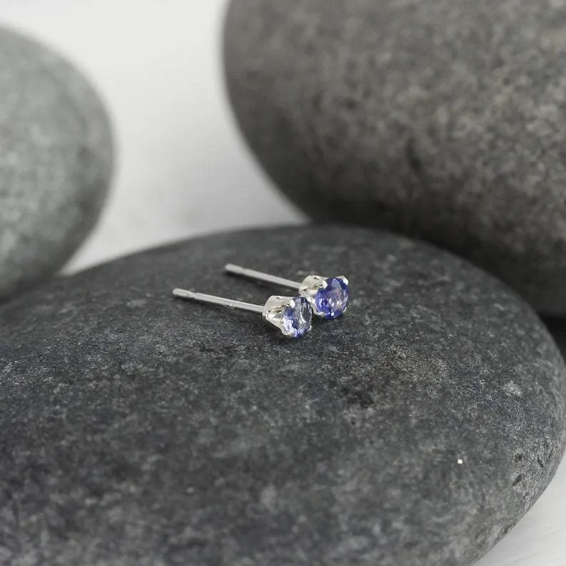 Tiny Tanzanite Stud Earrings