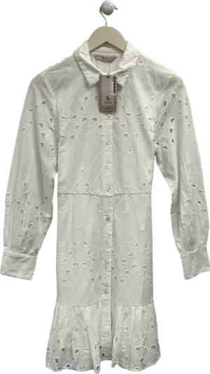 Tu White Embroidered Shirt Dress UK 10