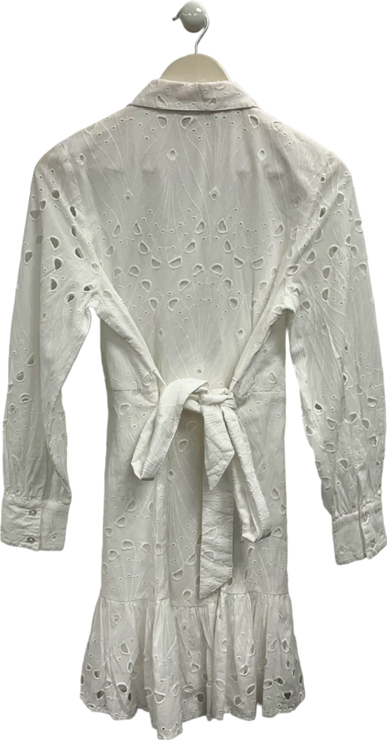 Tu White Embroidered Shirt Dress UK 10