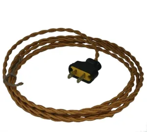 Twisted Bronze Cloth Covered Cord with Brown Plug