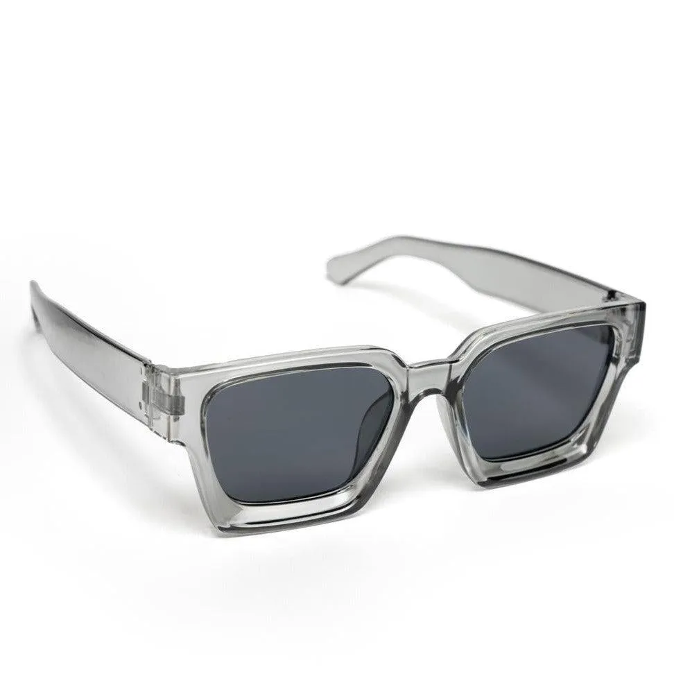 Urban Edge Rectangular Sunglasses - Transparent Grey