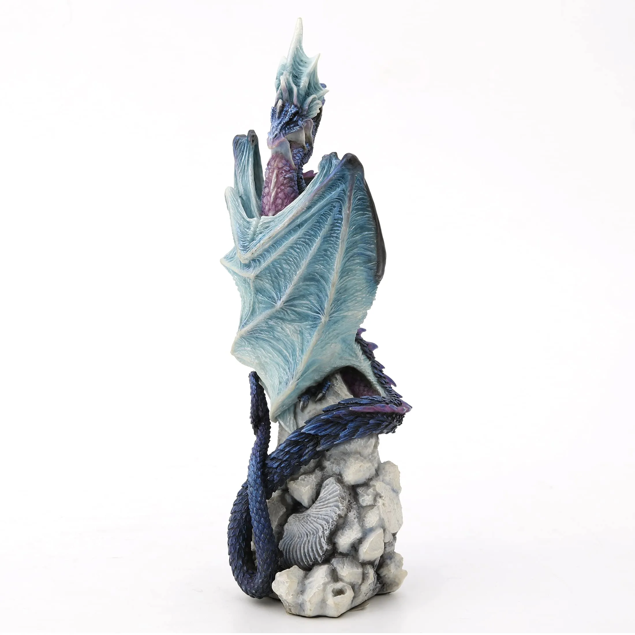 Veronese Resin Statues Andrew Bill Silent Watcher Hand Painted Indigo Dragon Statue 3 X 10.25 X 3.5 Inches Multicolored