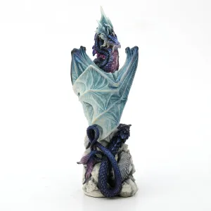 Veronese Resin Statues Andrew Bill Silent Watcher Hand Painted Indigo Dragon Statue 3 X 10.25 X 3.5 Inches Multicolored