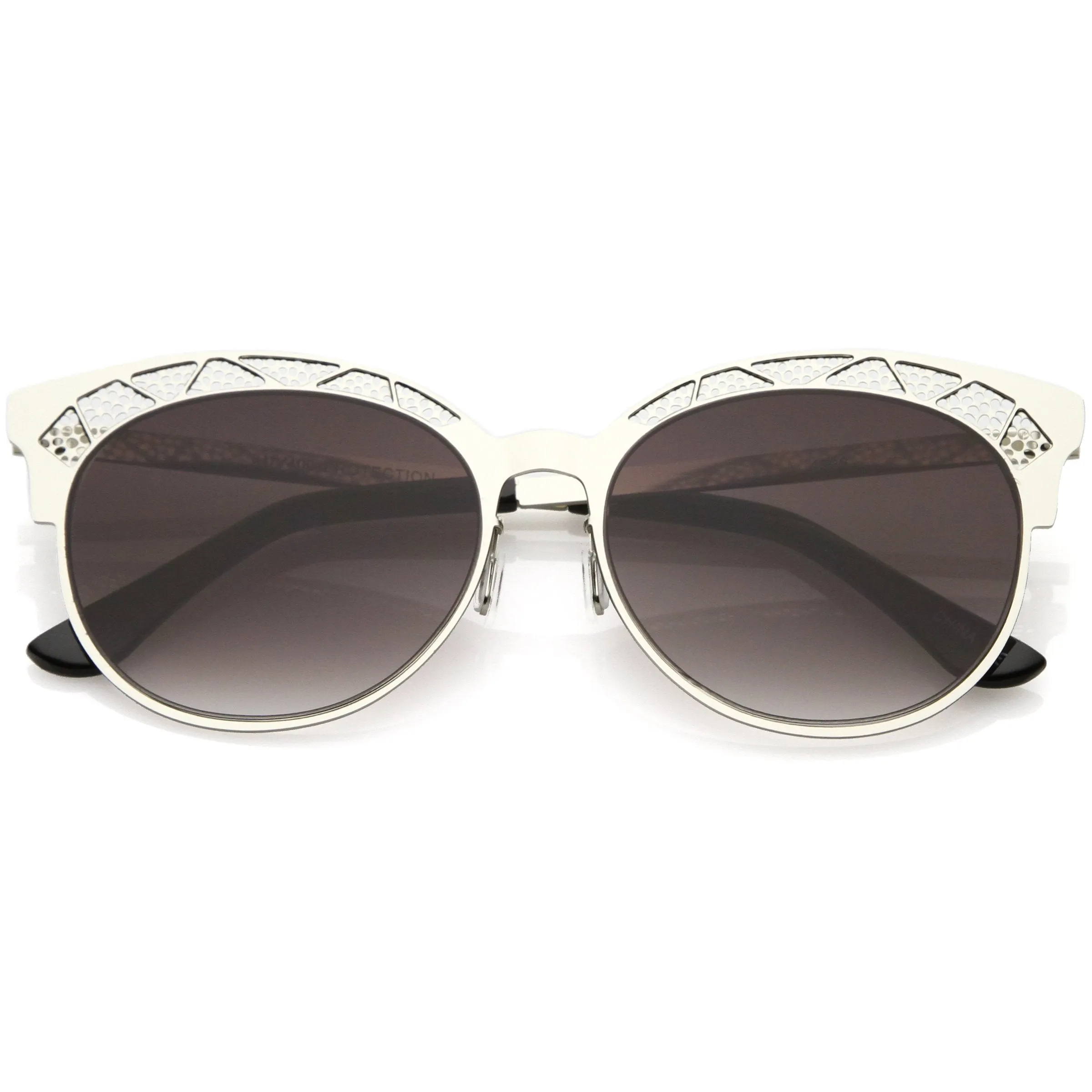 Women's Laser Cut Design Cat Eye Flat Lens Sunglasses C313