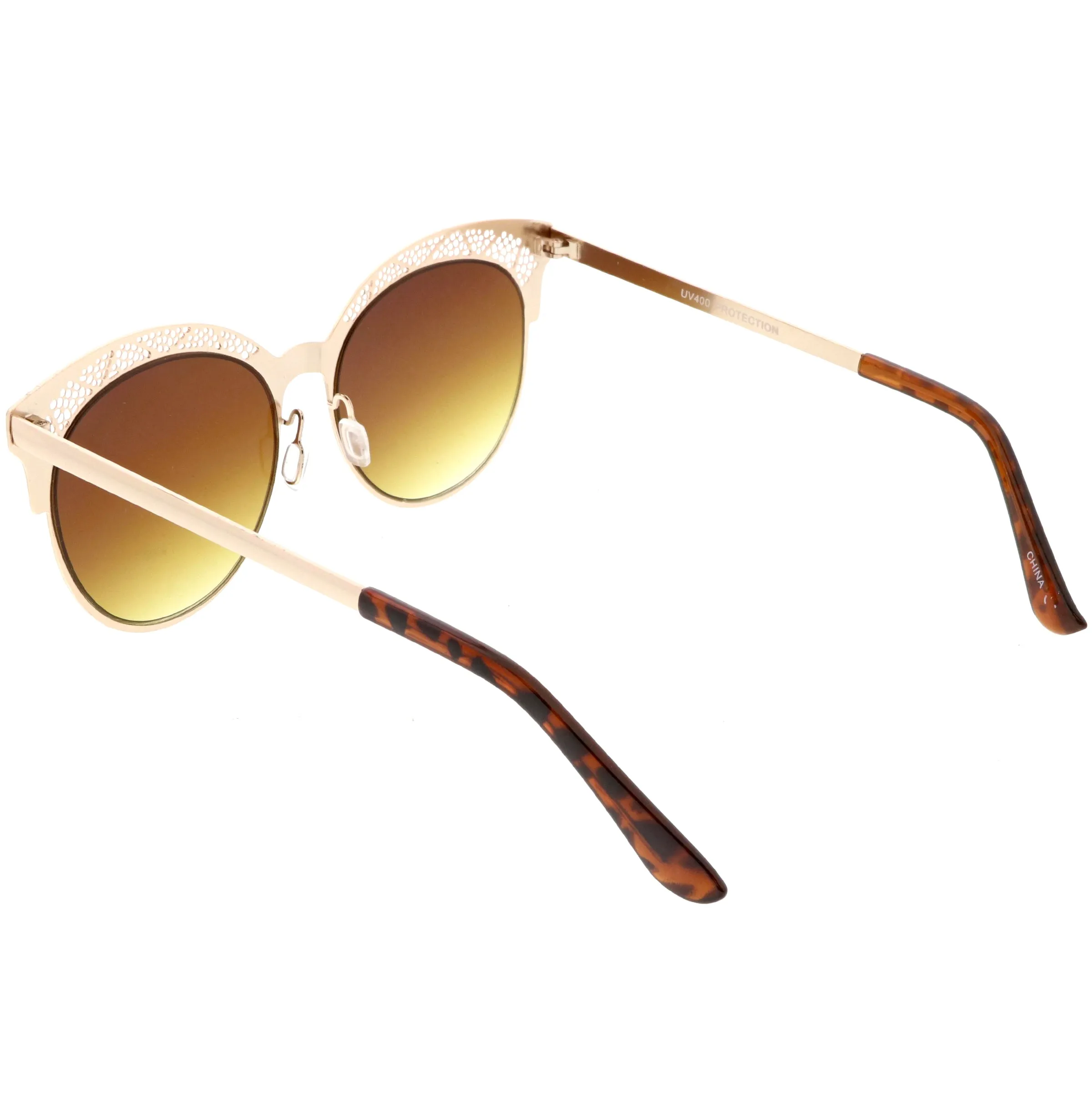 Women's Laser Cut Design Cat Eye Flat Lens Sunglasses C313