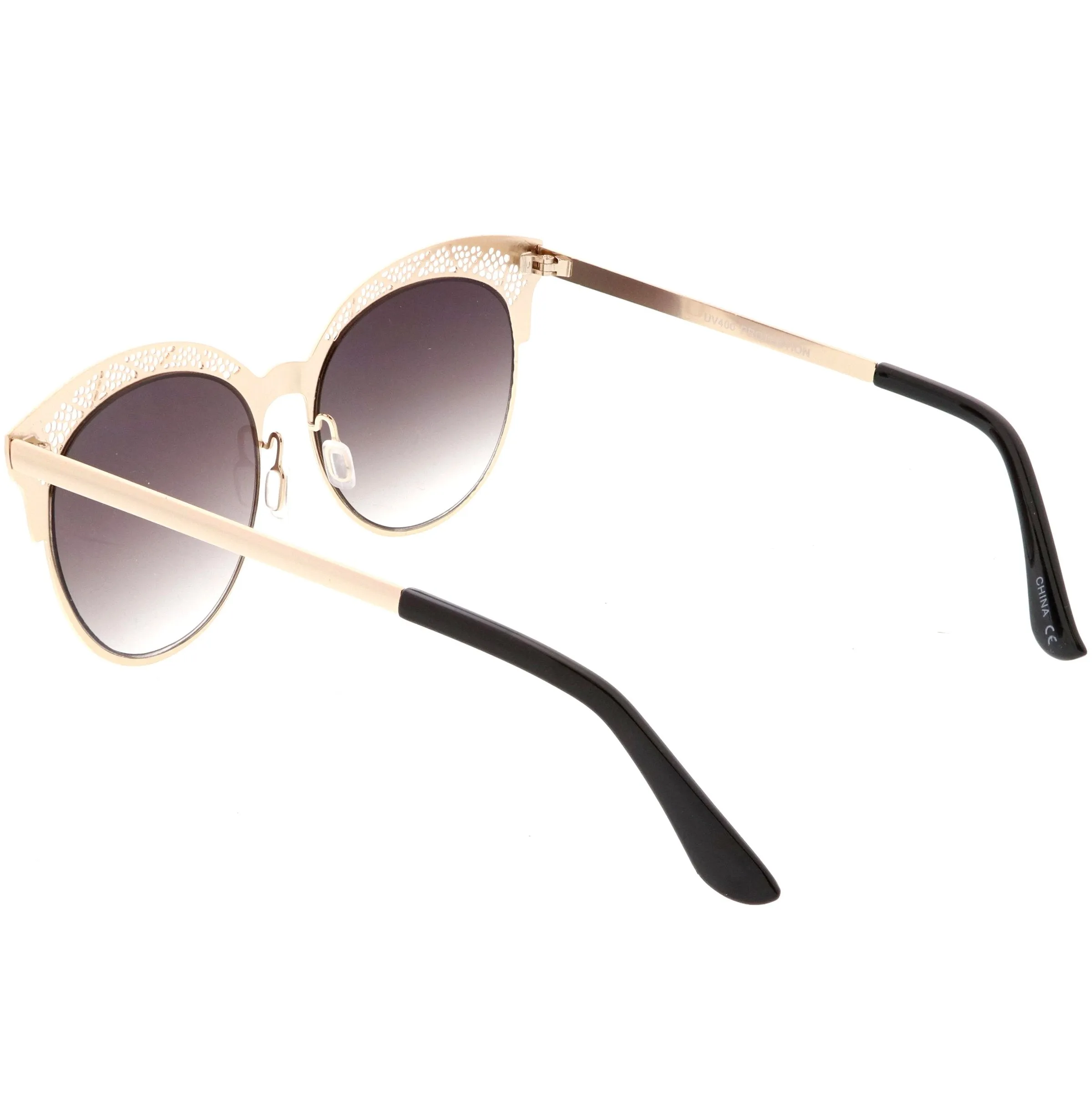 Women's Laser Cut Design Cat Eye Flat Lens Sunglasses C313