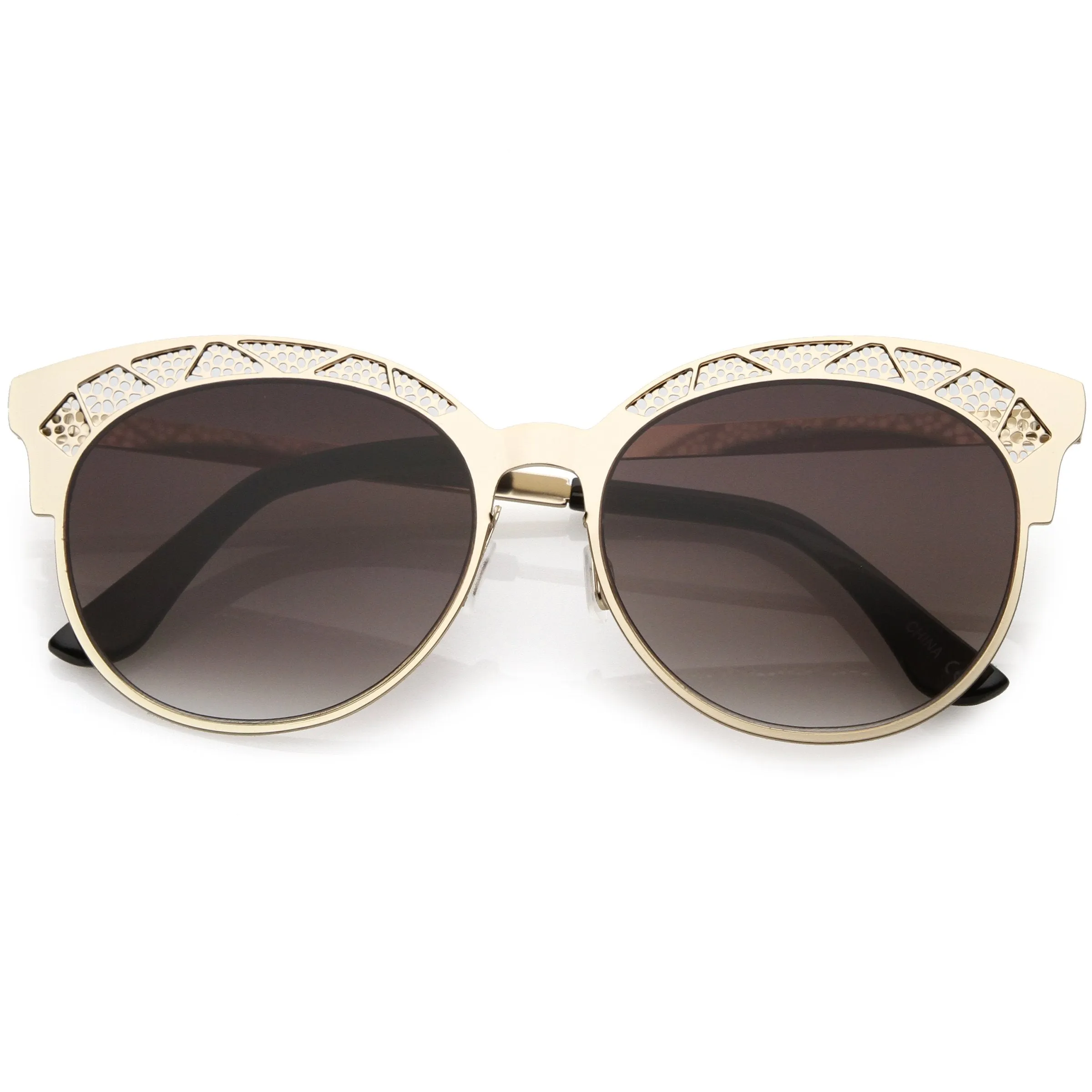 Women's Laser Cut Design Cat Eye Flat Lens Sunglasses C313